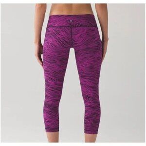 Lululemon Wunder Under Crop III Full-On Luxtreme 21" Life Lines Pink Black